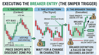 Breaker block entry — ICT execution strategy liquidity sweep and market structure break