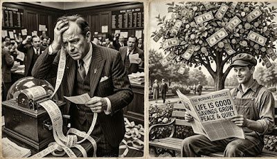 1929 stock market crash lesson — gambler vs patient long term investor mindset contrast
