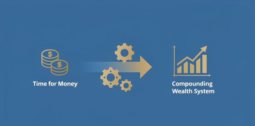 Transformation from trading time for money to a compounding wealth system.