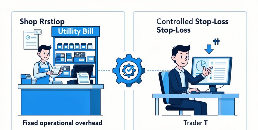 Comparing business overhead and trading risk management as the same operating cost mindset.