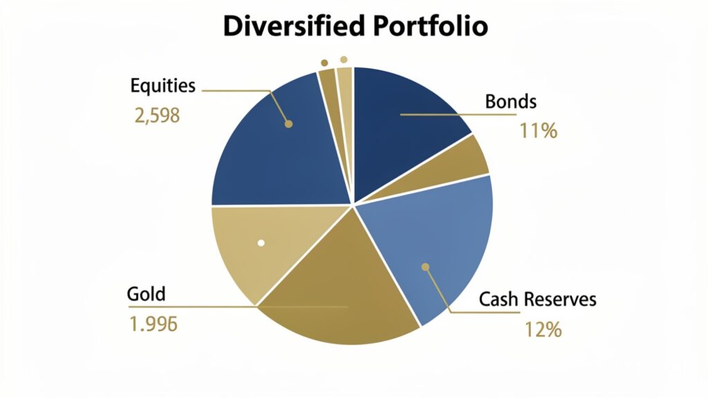 Diversified portfolio allocation chart for investing during global uncertainty.