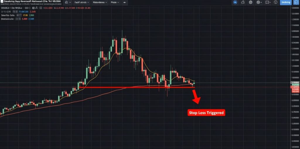 Double top reversal pattern triggering a stop loss after an emotional revenge trade.