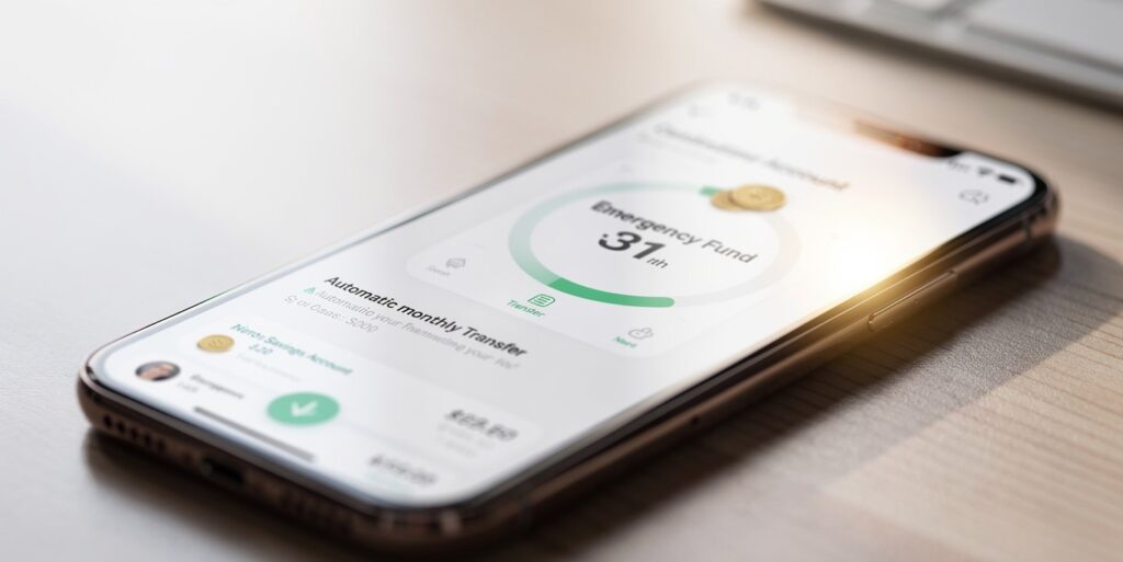 Setting up an automatic transfer for consistent emergency fund contributions.