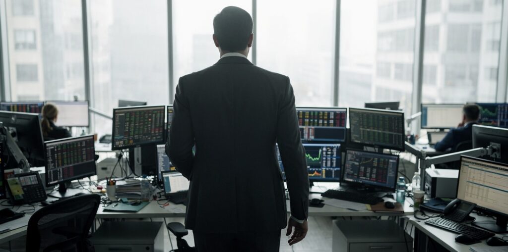 Trader stepping away from the desk after a loss — using a kill switch to prevent emotional trading spirals.