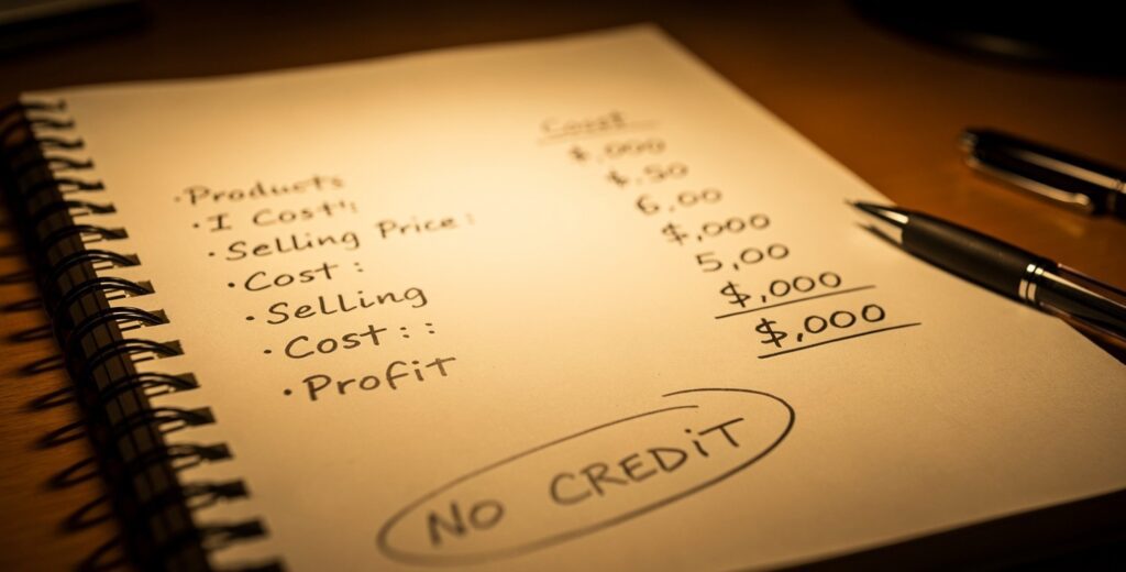 Simple business plan with no-credit rule for first business