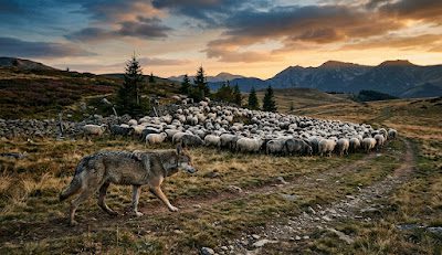 Lone wolf walking away from the crowd — independence and self-reliance wolf mindset
