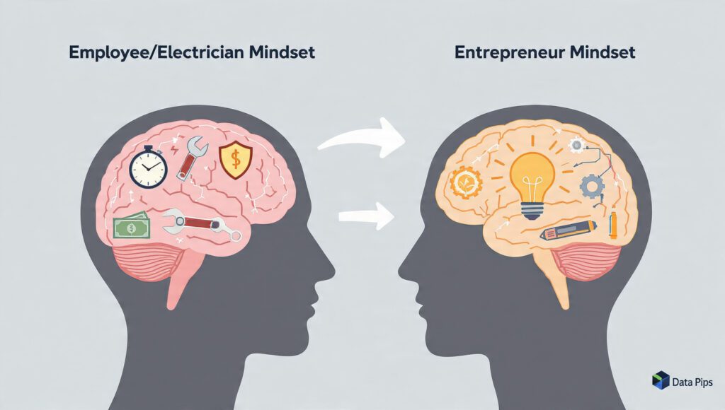 The key differences between employee mindset and entrepreneur mindset: how to train your brain for entrepreneurial thinking.