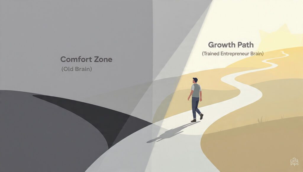 Choosing the path of entrepreneurial brain training over the comfort of old thinking.