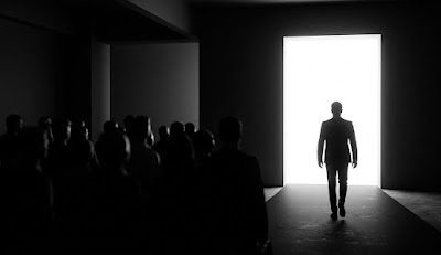 Walking away from toxic environments — silhouette stepping toward light representing self respect