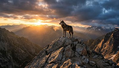 Wolf mindset — lone wolf standing at sunrise representing resilience and mental strength