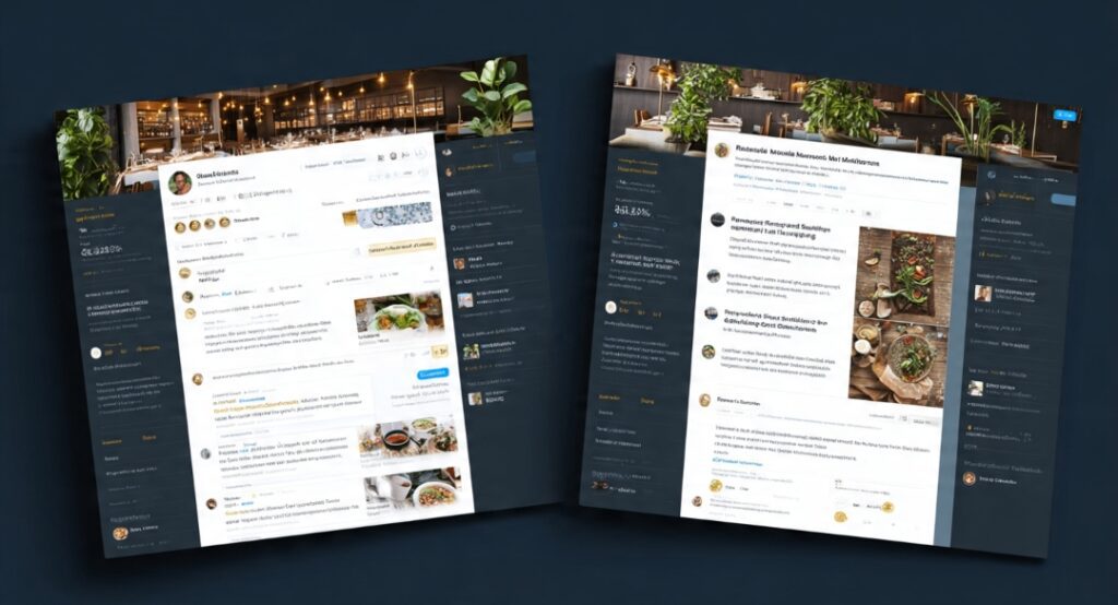 Split comparison between generic social media manager positioning versus specialized niche positioning showing difference in client attraction
