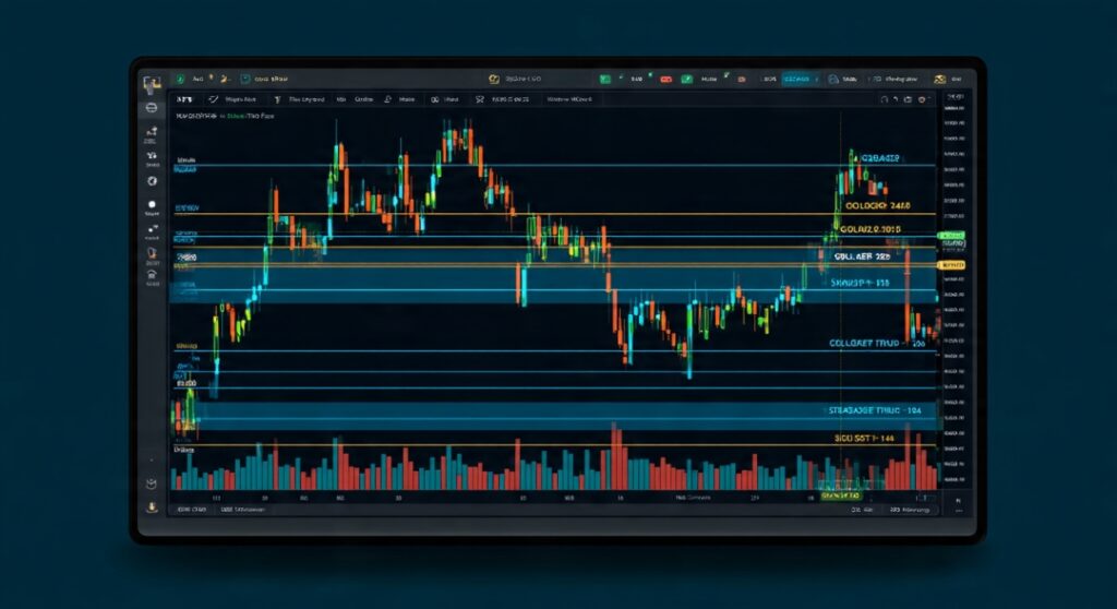 Gold XAUUSD chart annotated with ICT concepts — liquidity pools, order block, and fair value gap in professional trading platform