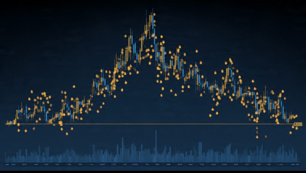 Beginner diagram showing an ICT liquidity grab where price spikes above swing high to trigger stop losses then reverses