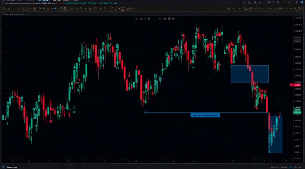 Gold XAUUSD chart showing an order block — the last down candle before a strong up move highlighted with a labeled box