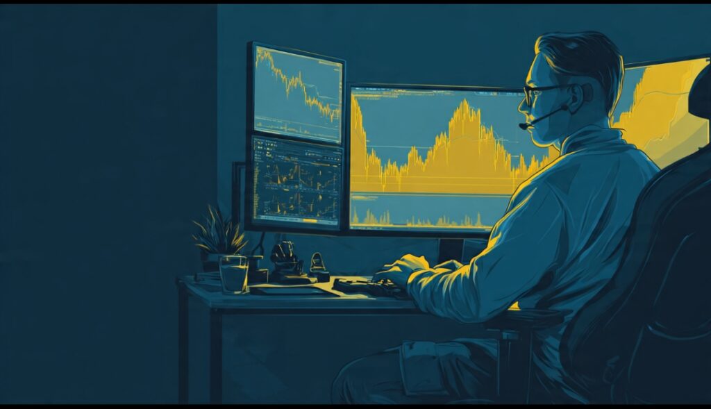 Patient disciplined trader waiting for a liquidity sweep to confirm before entering — using sweeps as a tool instead of being their victim