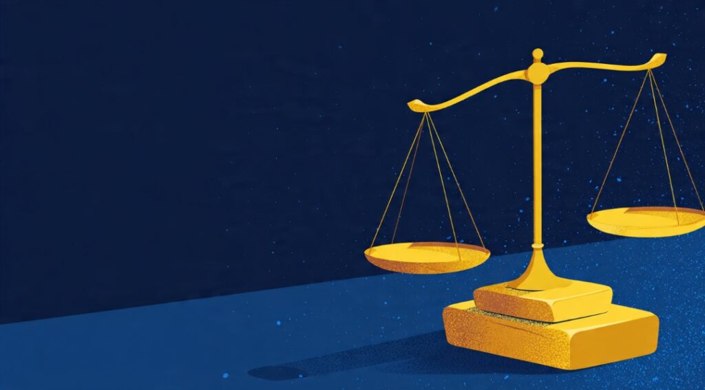 A rigged balance scale where a small loss outweighs a larger gain, illustrating loss aversion.