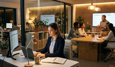 Fresher employees working late — hunger to prove themselves and dedication to company growth