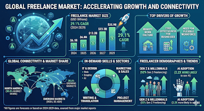 Global freelance market growth 2024 to 2029 — accelerating connectivity and market size projections