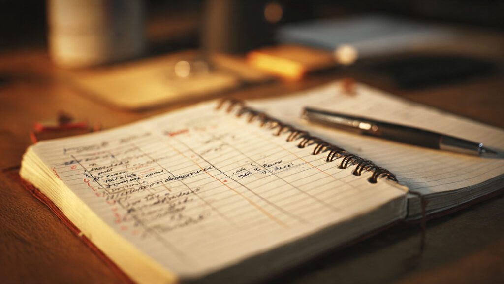 90-day freelancing niche testing plan in a notebook