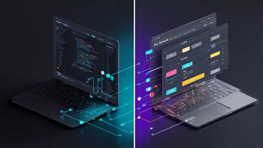 Code-based vs visual AI agent framework development comparison