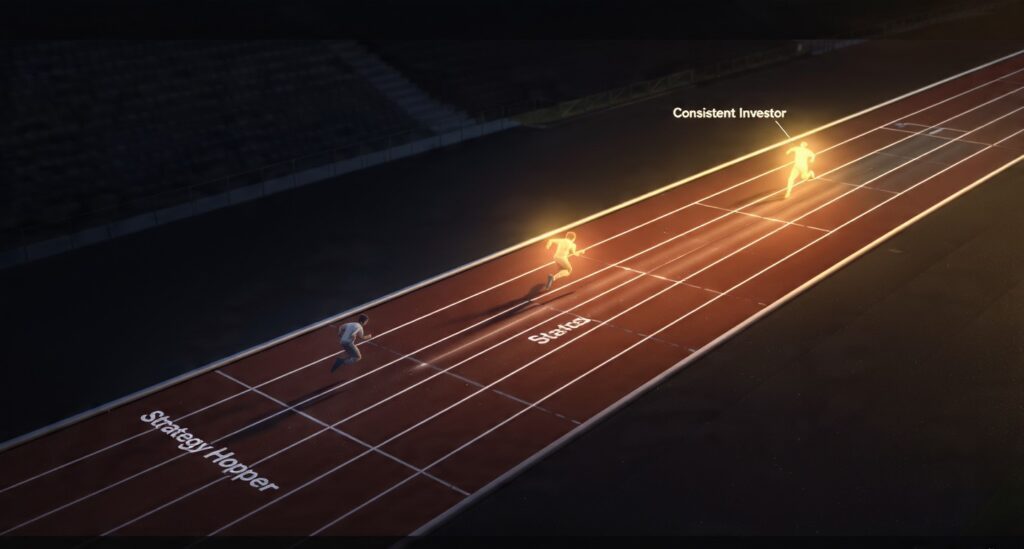 Strategy hopping investor vs consistent investor compounding comparison