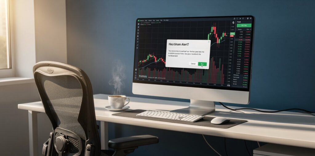 Price alert discipline in trading — setting alerts and stepping away from the screen to avoid FOMO