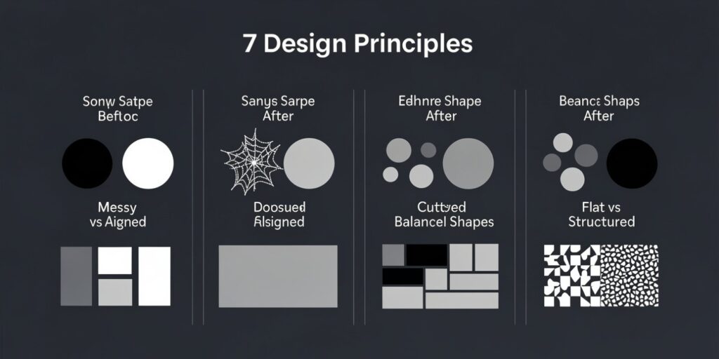 Seven fundamental graphic design principles visual cheat sheet