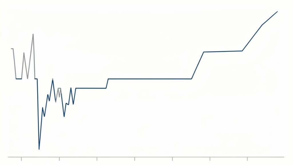 Trading equity curve showing the reset period before second-time trading success.