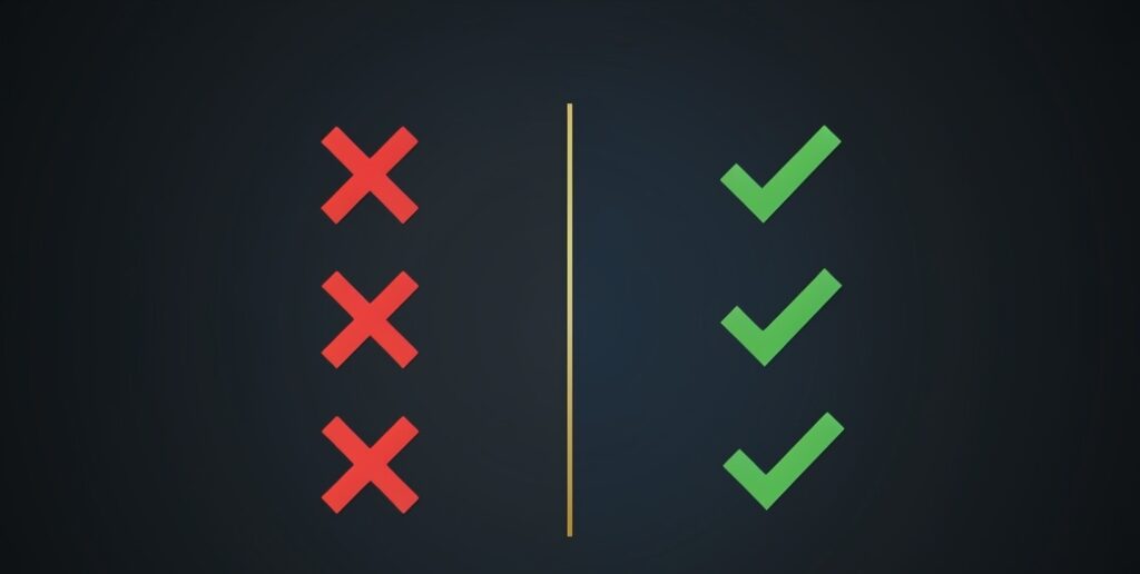 Comparison checklist showing beginner mistakes versus professional process in ICT trading — structure, risk, and selectivity