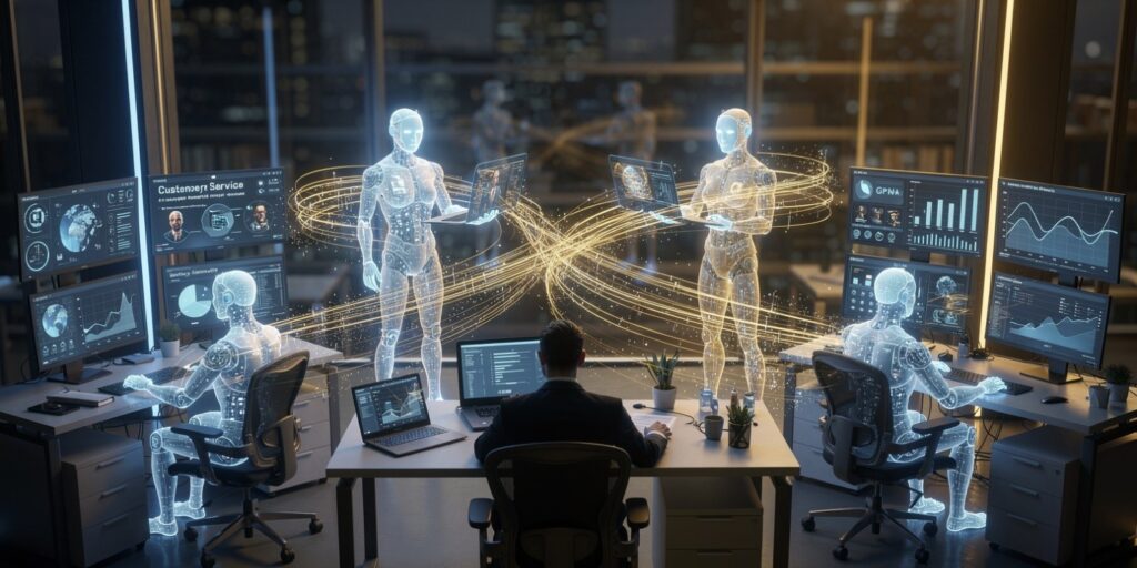 Multi-agent AI system working across enterprise departments with human oversight