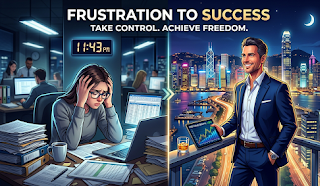 Businessman mindset vs employee mindset — mental shift from trading time for money to building systems