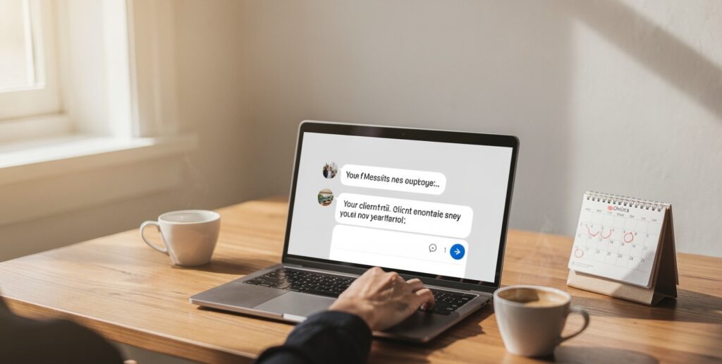 Freelance video editor managing client communication and deadlines.