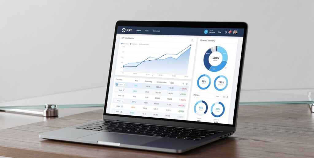 Business financial dashboard showing performance metrics — preparation steps before selling a business.