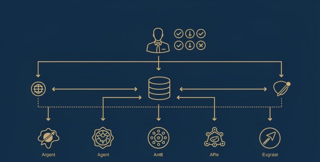 Multi-agent enterprise system architecture with four core components