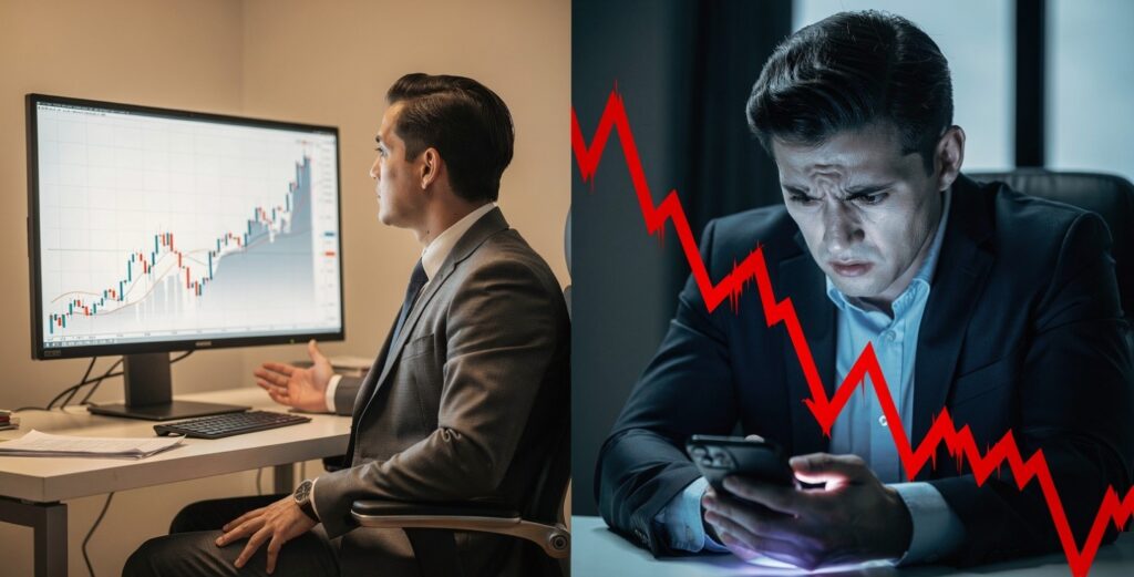Calm discipline versus emotional panic — how emotional interference affects compound growth decisions.