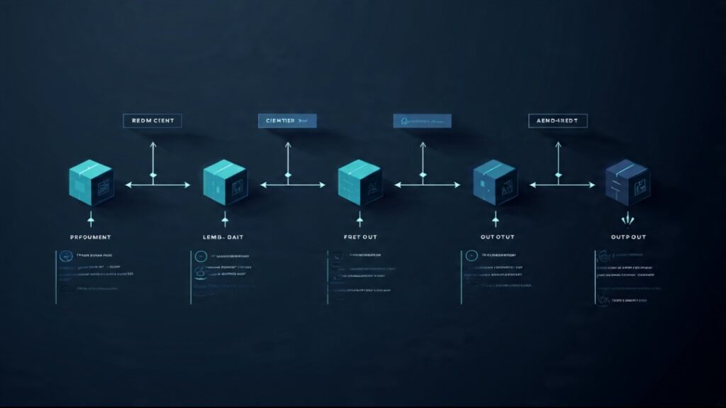 A straight left-to-right chain of steps illustrating LangChain's linear sequential workflow.