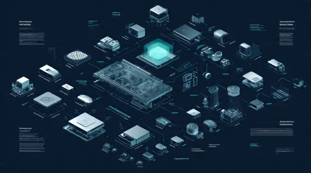 The five components of an AI agent — brain, instructions, tools, memory, and loop — shown as assembly parts.