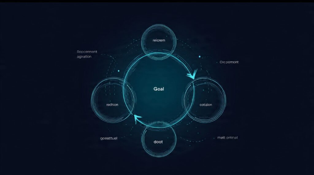 The agent control loop — perceive, reason, act, observe, repeat until the goal is met.