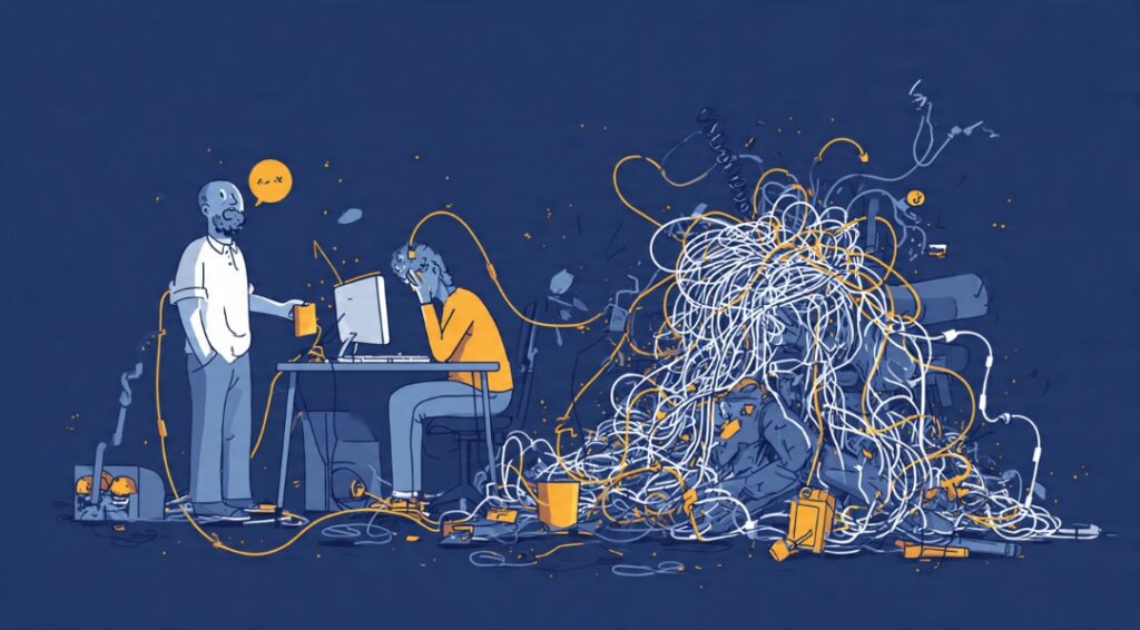  A small working agent versus a collapsed do-everything agent, showing why beginners should start small.
