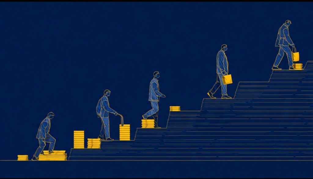 The four-stage sequence of building wealth starting with cash flow, then buffer, then cash-flow assets, then replacing income.