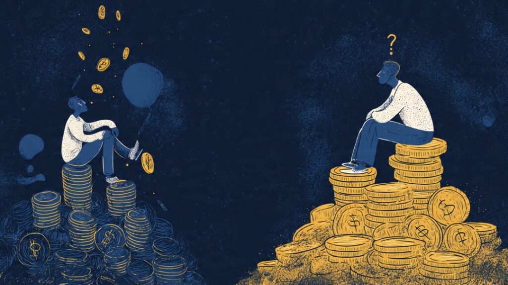 A free person supported by steady cash flow versus a trapped person asset-rich but cash-poor.