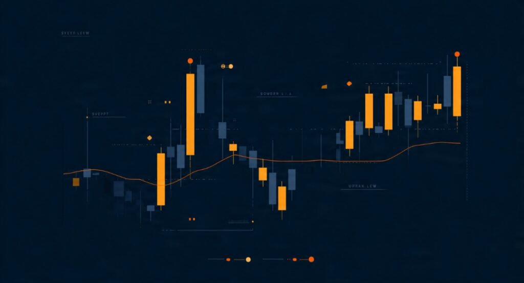 The inducement sequence: bait level, retail stops swept, then the real move from a deeper point of interest.
