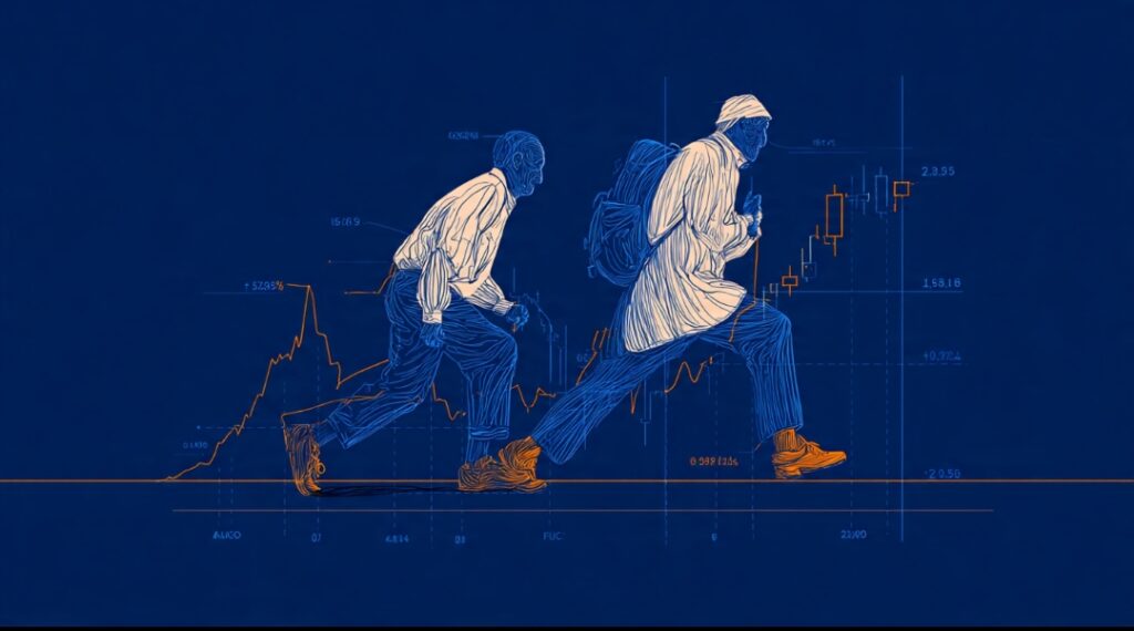 An impatient trader trapped by inducement versus a patient trader who waits for the sweep and enters at the real level.