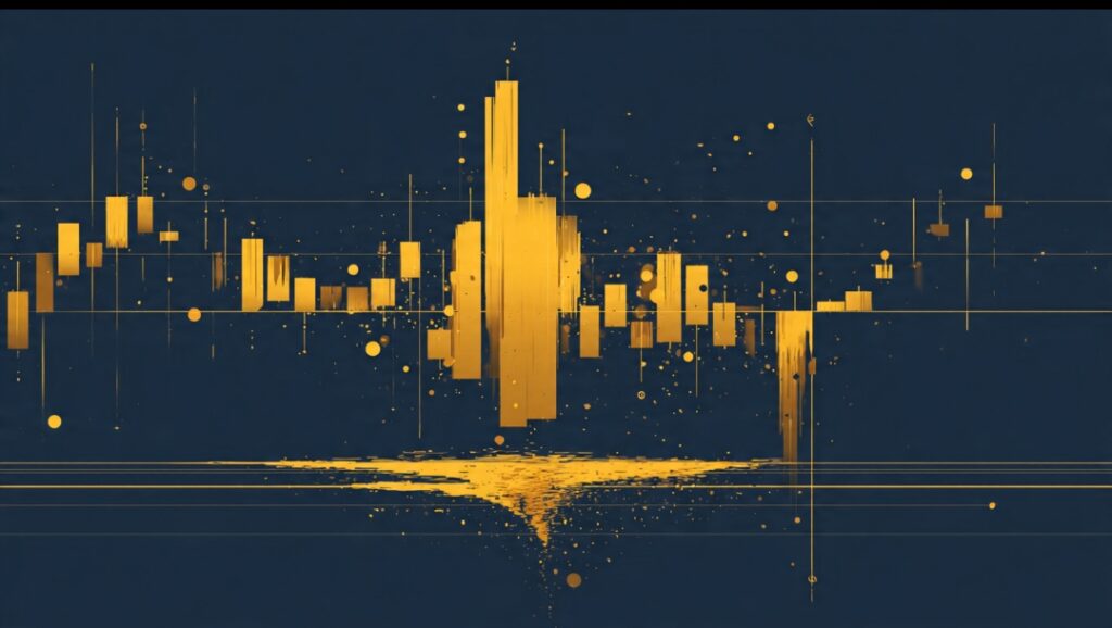 Deep liquidity sweep on a gold XAUUSD chart before a sharp reversal