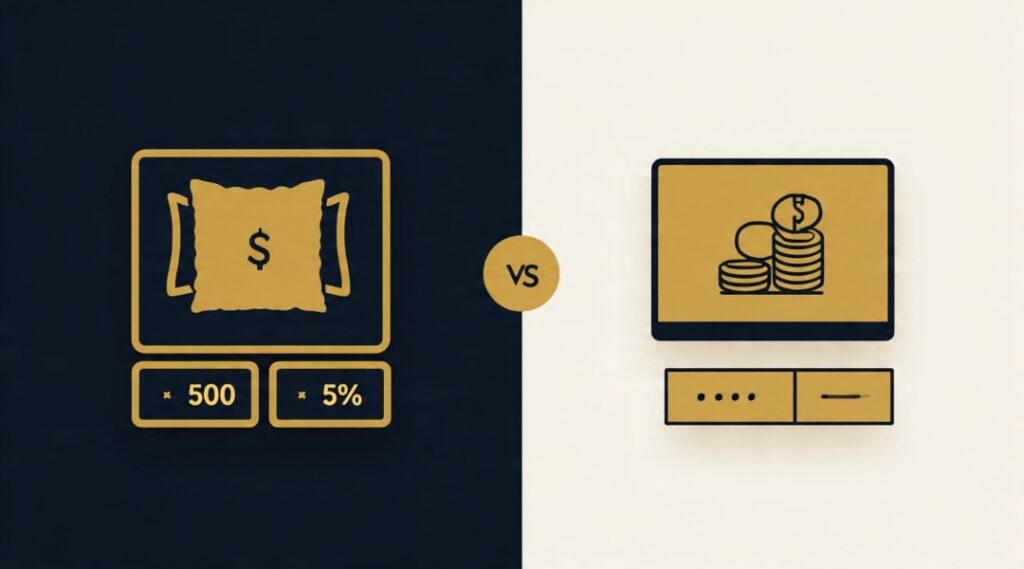 Comparison of splitting savings evenly versus prioritizing the emergency cushion first