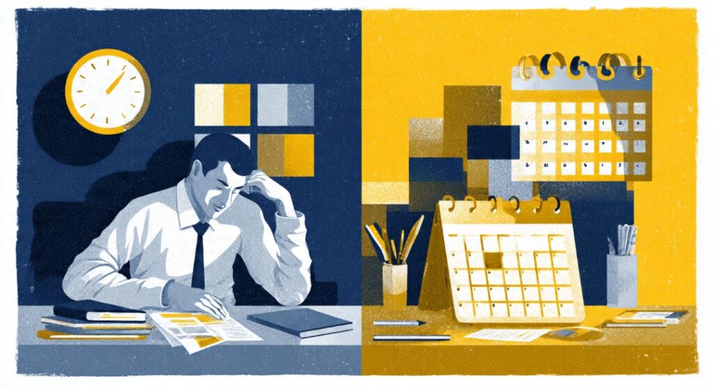 Comparison of time spent doing a task manually versus outsourcing it