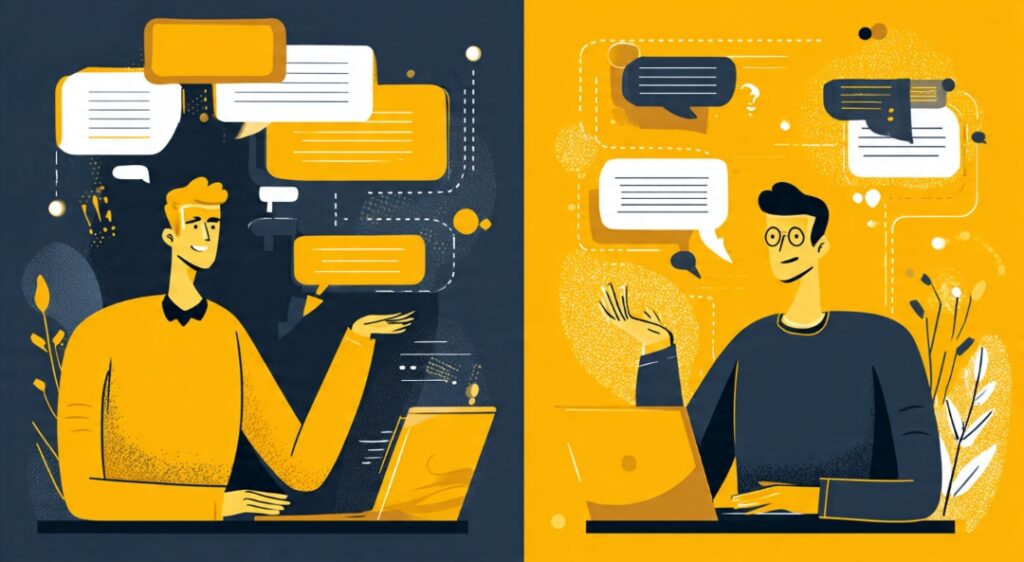 Comparison of a defensive over-explaining reaction versus a calm confident response to a client objection