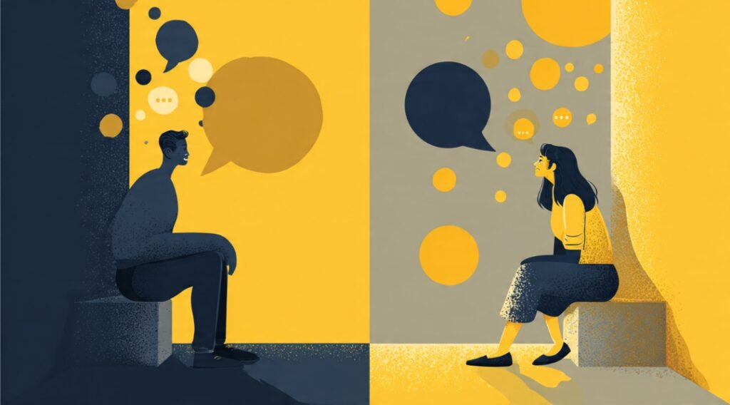 Progression showing emotional intelligence improving through repeated practice in difficult conversations