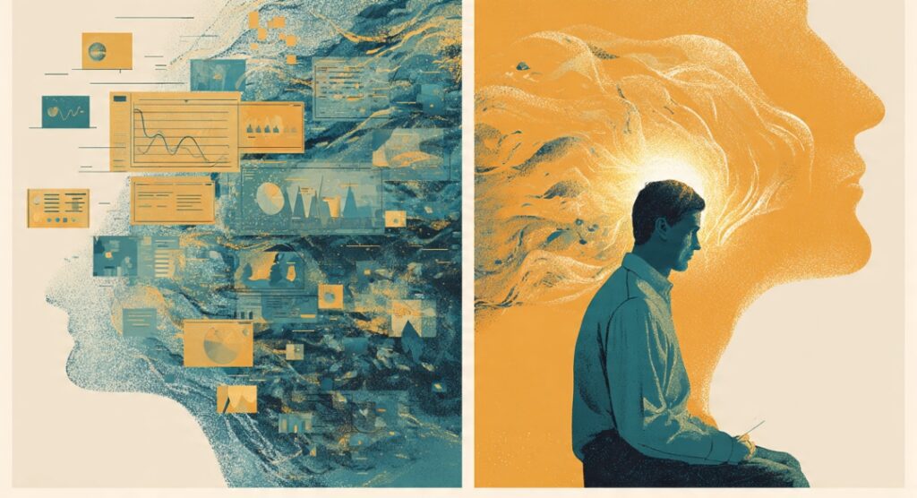 Contrast between a scattered, distracted mind and a calm, single-focused mind