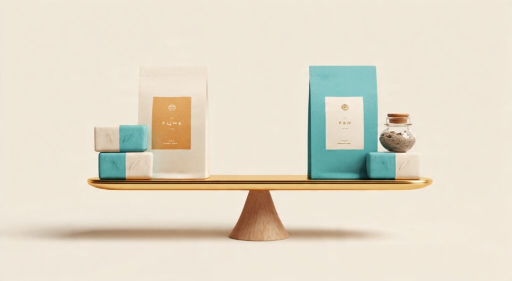 Two identical products valued differently because of packaging and perceived context